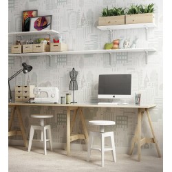 Ökologischer Glam-Glam-Kiefer aus Holz für kleine Schreibtisch