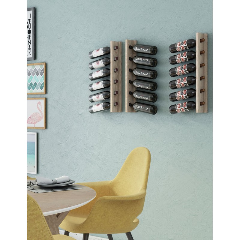 Kiefernholzwandflasche Rack für 6 Flaschen