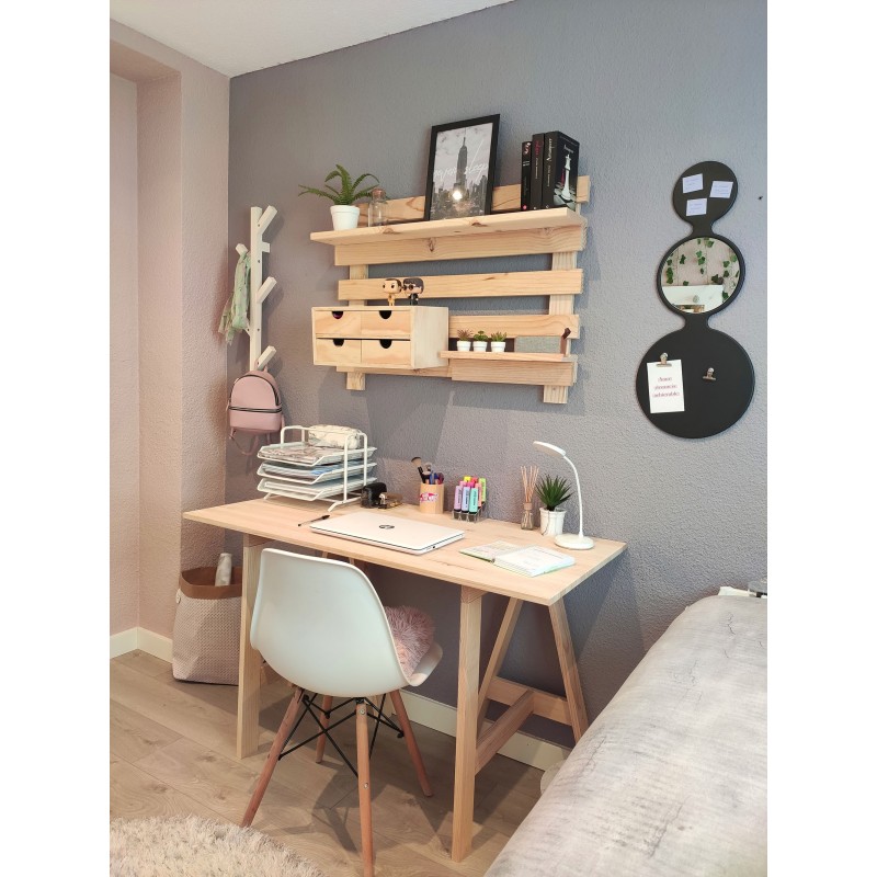 Ökologischer Glam-Glam-Kiefer aus Holz für kleine Schreibtisch