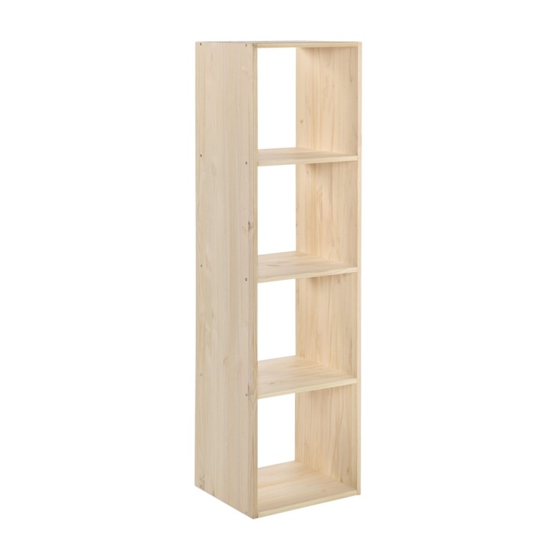Dynamisches modulares Regal mit 4 Kiefer-Holzwürfeln