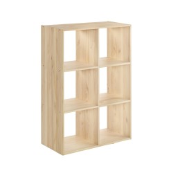 Dynamisches modulares Regal mit 3x2 Kiefer-Holzwürfeln