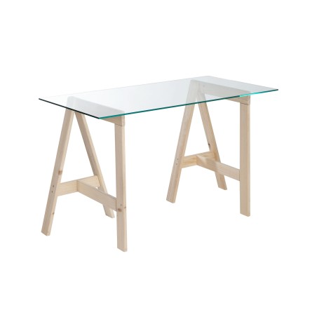 Glame-Modell-Schreibtisch mit gehärtetem Glas-Arbeitsplatten- und Holzbeinen-Staffelei-Format Cabegla.99